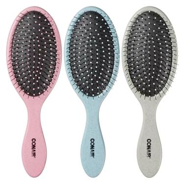 Imagem de Conair Conjunto de 3 escovas de cabelo desembaraçantes, para cabelos molhados, secos e todos os tipos de cabelo, escovas desembaraçadoras para mulheres, glitter prateado, azul, rosa