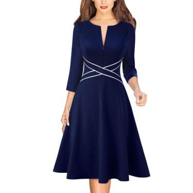 Imagem de Vestido feminino VFSHOW 2024 Office Work Business azul marinho