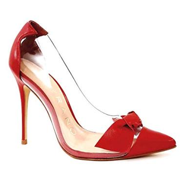 Imagem de Scarpin em Couro Carrano com Vinil Bico Fino e Laço Feminino 143163-35-Vermelho