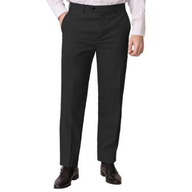 Imagem de Calças sociais YUCENFU para homens, cintura extensível oculta, preta