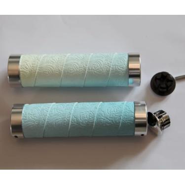 Imagem de Punhos de guidão de bicicleta com espuma EVA absorvente de choque e bloqueio duplo de TPU ecológico 130/130 mm serve para 22,2 mm (7/20.3 cm) para mountain bike road bike muitos tipos (padrão de nuvem