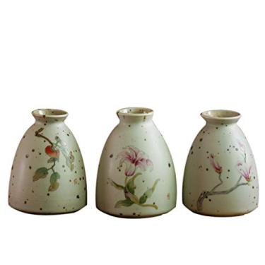 Imagem de Conjunto de mini vasos de plantas pintados à mão, conjunto de 3 peças, vaso de cerâmica chinesa, decoração de casa branca, ótimo para centros de mesa, arranjos de flores de mesa, decoração de casa de