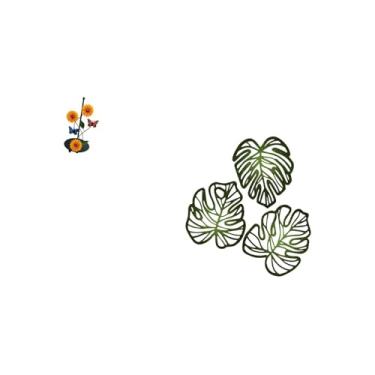 Imagem de Fenteer Suporte de Papel Toalha com Folhas de Palmeira, Dispensador Antiderrapante, Suporte Vertical para Lenços de Papel, Enfeite Criativo de Madeira, Arte D