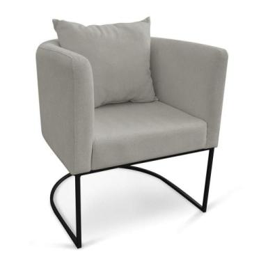 Imagem de Poltrona Paola Linho Grafite A26 Base Metálica Preto - DROSSI
