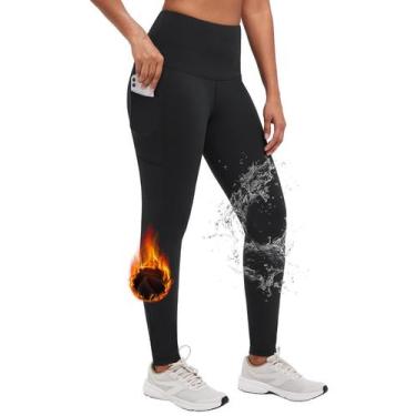 Imagem de Leggings térmicas impermeáveis com forro de lã BALEAF para mulheres