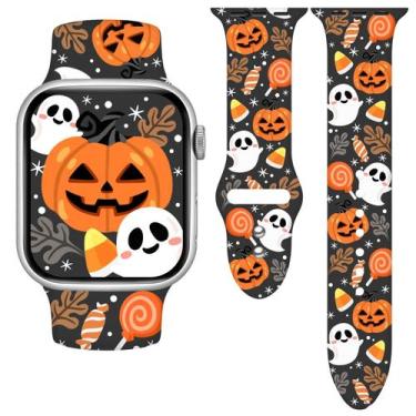 Imagem de Relógio Band Vieeki Halloween Pumpkin Silicone para Apple Watch