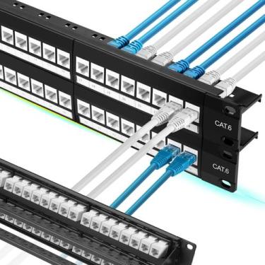 Imagem de Patch Panel Rapink, suporte Cat6 10G de 48 portas com Keystone