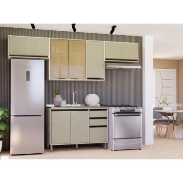 Imagem de Cozinha Modulada Compacta 4 Peças Sem Tampo Linea Luciane Mó Pátina Ff