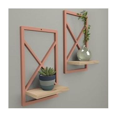 Imagem de Prateleira Estilo Industrial 23x37 cm modelo Ideal para Sala, Quarto, Cozinha e Banheiro(ROSE GOLD 23 x 37cm,2)