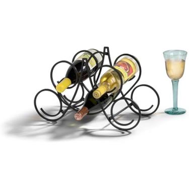 Imagem de Spectrum Diversified Bordeaux, 5 suportes de barra e bancada, suporte de arame de aço resistente para bar e cozinha domésticos, comporta garrafas de vinho padrão e jumbo, preto