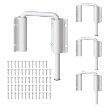 Imagem de Mixizigoz Nova trava de porta deslizante para pátio - Trava em forma de U de 5,5 cm, trava de segurança doméstica de 90/180 graus para portas deslizantes, janelas, celeiros, jardins, telas (branco-4
