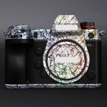 Imagem de S1H Adesivo de capa de câmera antiarranhões para Panasonic Lumix S1H Película Protetora Decalques S1H (Splash Rainbow White)