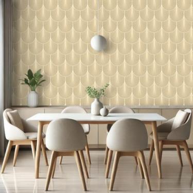 Imagem de Papel de Parede Adesivo Sala Quarto Ripas Madeira Clara Lisa Autocolante 5m x 45cm. (Leque Geometrico)