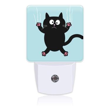 Imagem de Uiaoiais Luz noturna com garra de gato preto para crianças, luz noturna de LED conectada à parede com sensor do crepúsculo ao amanhecer para decoração de quarto de meninas, meninos, mulheres, corredor