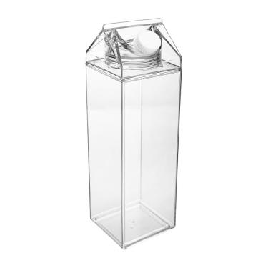 Imagem de Caixa para Leite/Suco em Poliestireno C/Tampa Plástica Branca My Box Transparente 1 Litro Lyor