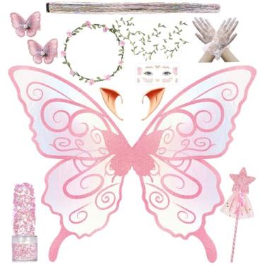 Imagem de Conjunto de fantasia de fada para adultos e mulheres, com presilhas de cabelo de borboleta, luvas de renda, guirlanda, cabelo, tinsel com glitter, orelhas de elfo, festa de Halloween, cosplay, 13