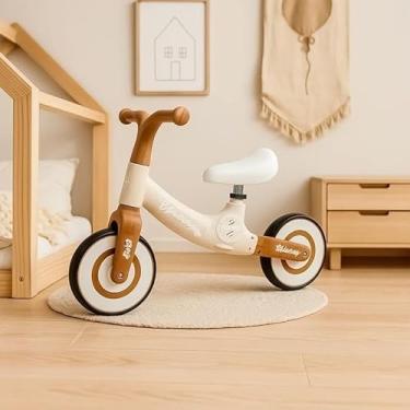 Imagem de Bicicleta Equilíbrio Infantil Sem Pedal Marrom Balance Bike Aprende Andar Criança Brinquedo Presente