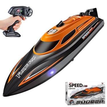 Imagem de RANFLY Barco RC com 2 baterias recarregáveis, barco de controle remoto rápido de 20 MPH para adultos, barcos elétricos RC de 2,4 G, piscinas e lagos, brinquedos para crianças de 8 a 12 anos