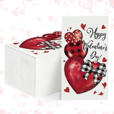 Imagem de Horaldaily 100 guardanapos decorativos de papel descartáveis para convidados, toalha de mão feliz dia dos namorados para festa, almoço, jantar, cozinha, banheiro