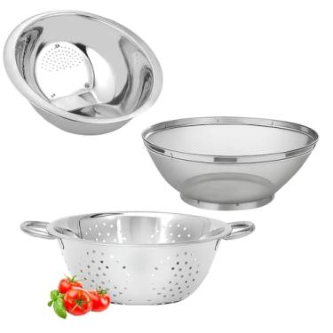 Imagem de Kit 3 peças Escorredor De Arroz + Escorredor De Macarrão + Escorredor telado