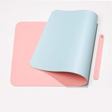 Imagem de Protetor de mouse pad de mesa de couro, tapete de mesa de escritório antiderrapante, almofada de escrita à prova d'água para escritório e casa (rosa)