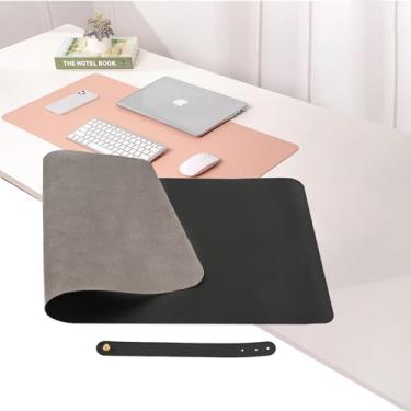 Imagem de Protetor de mouse pad de mesa de couro, tapete de mesa de escritório antiderrapante, à prova d'água para escritório e casa (preto)