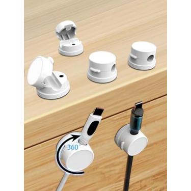 Imagem de Pacote com 6 organizadores de cabos magnéticos rotativos, organizador de fios, organizador oculto, braçadeiras, etiqueta de cabo, cabo carregador USB de telefone para escritório, mesa, mesa de