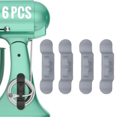 Imagem de Organizador de cabos para eletrodomésticos, pacote com 4 unidades, organizador de cabos, organizador de fios para misturadores de eletrodomésticos, cinza