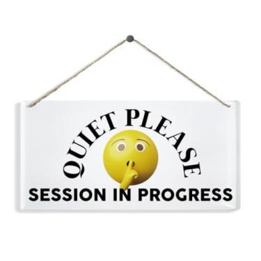 Imagem de Placa Quiet Please Session in Progress, placa sem perturbação, placas decorativas de acrílico, cabide de porta de sala de reuniões, decoração de porta suspensa para escritório, salão de beleza ou uso