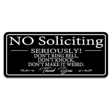 Imagem de 1 placa engraçada pequena sem solicitação para porta da frente - sinais de pendurar à prova de intempéries para home office don't ring bell, don't knock, don't make it weIRD (23 cm x 10 cm)