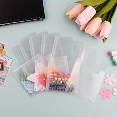 Imagem de 10 unidades de bolsa quadrada transparente para armazenamento de matrizes e selos, envelopes de plástico transparente para corte, estêncil, artesanato em relevo, para scrapbooking, papel, cartão
