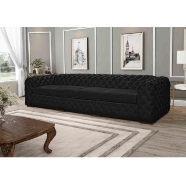 Imagem de Sofá 4 Lugares Astúria 260cm Couro Natural Preto Fosco