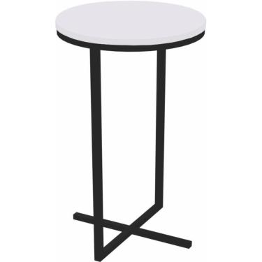 Imagem de Mesa Lateral Redonda Volpi Artesano 56 Cm (altura) Em Mdp Branco Estrutura Metálica Em Aço Preta
