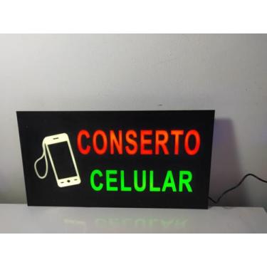 Imagem de painel de led letreiro placa luminoso CONSERTO CELULAR BIVOLT LED PISC