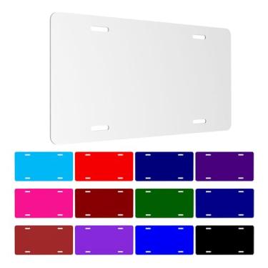 Imagem de RTYVBMX Placa de licença personalizada com placas de logotipo de nome de número de foto decorativas para caminhão, carro, porta, bar, café, sinalização, acessórios automotivos, 1 peça em branco