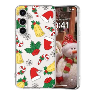 Imagem de DYFYFKDI Capa de Natal para Samsung Galaxy S23 FE Bonito Natal Claro Feliz Natal Bagas Sino Papai Noel Estética Meninas Meninas Mulheres Crianças Capa Protetora TPU Macio Capa Protetora