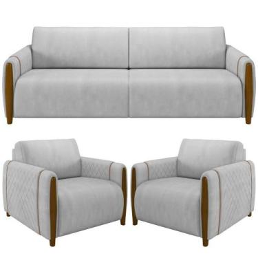 Imagem de Kit Sofá 02 Lugares 168Cm Com 02 Poltronas M03 Cinza - LYAM DECOR