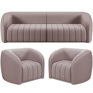 Imagem de Kit Sofá 4 Lugares Para Sala 292cm Com 02 Poltronas Lazio M03 Veludo R