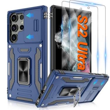 Imagem de Capa ATUMP para Samsung Galaxy S22 Ultra, 6,8", azul marinho, anel 360