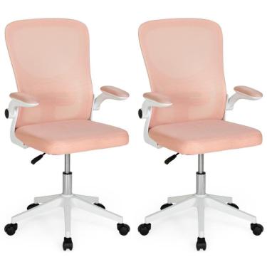 Imagem de Kit 2 Cadeiras De Escritório Giratória Mônaco Com Relax E Regulagem De Altura - Rosa