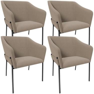 Imagem de Kit 4 Cadeiras Para Sala De Jantar Estar Living Olívia L02 Bouclê Bege