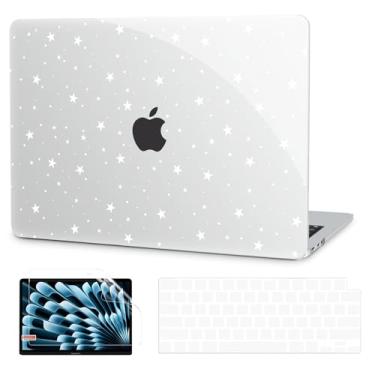 Imagem de G JGOO Compatível com MacBook Air 13 polegadas 2025 2024 2023 2022 M4 A3240 M3 A3113 M2 A2681, capa rígida protetora transparente para MacBook Air de 13,6 polegadas + capa de teclado + protetor de