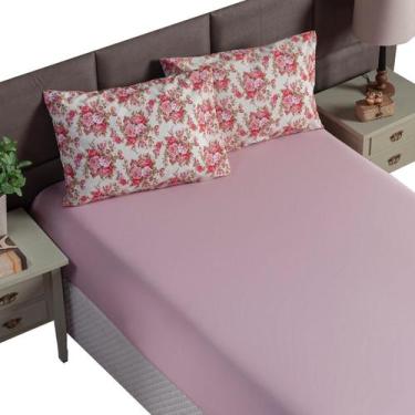 Imagem de Jogo De Lençol Quality Solteiro 2 Peças Percal 180 Fios Rosa - Enxoval