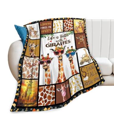 Imagem de Cobertor de girafa, cobertor de girafas, presentes de animais, cobertores de flanela para mulheres, homens, meninos, meninas, adultos, roupa de cama macia, presente para sofá-cama, escritório