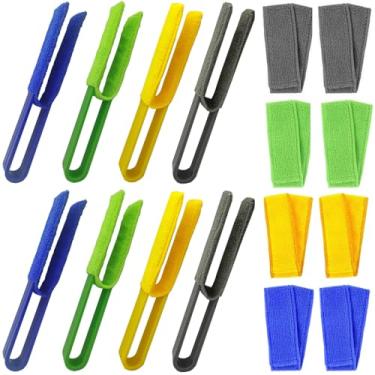 Imagem de Conjunto de espanador de microfibra de 8 peças para aberturas automotivas e persianas, inclui escovas, 8 capas extras, ferramenta de limpeza multicolorida, alcance de 12 cm