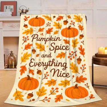 Imagem de Cobertor de abóbora de outono, supermacio, quente, fofo, flanela, folhas de outono, cobertor, aconchegante, felpudo, ação de graças, cobertores, presentes para mulheres, crianças, meninos, meninas
