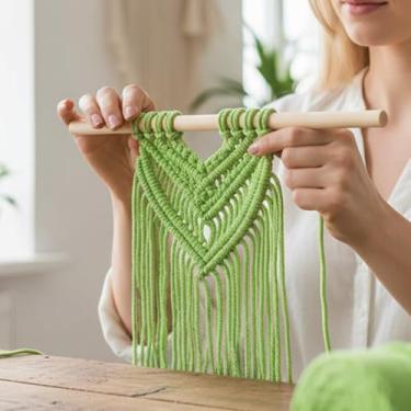 Imagem de Cordão de macramê 3 mm x 100 jardas corda de algodão colorido para pendurar na parede, decoração de casa, cabides de plantas (verde amarelado)