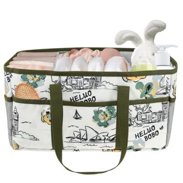 Imagem de Organizador de fraldas para bebês, pano Oxford premium de 38 x 20 x 20 cm, alça confortável e divisória móvel, cesta de presente de chá de bebê para meninos e meninas, para trocador, berçário e viagem