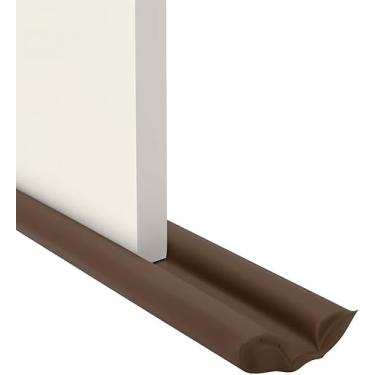 Imagem de KIT 2 Veda Porta Protetor Rolinho Duplo Ajustável Impermeável | Bloqueador de Insetos, Poeira e Ruídos | Isolamento Térmico e Acústico para Portas de 100cm (Marrom)