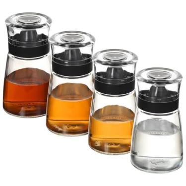Imagem de Decantadores de óleo de vidro de 4 peças, garrafas herméticas de azeite e vinagre de 160 ml, sem gotejamento, à prova de vazamento, ideal para casa, cozinha e acampamento